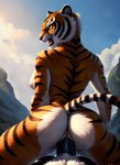 absurd_res angry anthro back big_butt big_penis black_penis bodily_fluids breasts butt cowgirl_position detailed detailed_fur duo felid female female_focus from_front_position genital_fluids genitals hi_res looking_at_viewer looking_back looking_back_at_viewer male male/female mammal master_tigress muscular muscular_female muscular_thighs on_bottom on_top pantherine penetration penis pussy_juice reverse_cowgirl_position sex solo_focus thick_thighs tiger vaginal vaginal_penetration whiskers zlab12