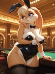 anthro blush breast_squish breasts bunny_costume casino cleavage cleavage_overflow clothed clothing costume curvaceous curvy_figure fake_ears fake_rabbit_ears fat_rolls female fur hand_on_breast hips holding_breast looking_away overweight sagging_breasts slightly_chubby solo squish tail thick_thighs voluptuous sherlock_hound_(director) lola_bunny detailed hi_res shaded soft_shading
