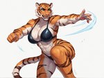 abs anthro big_breasts bikini bodily_fluids bra breasts clothing female fighting_pose fist motion_lines muscular muscular_female narrowed_eyes open_mouth panties pose solo standing string_bikini stripes sweat sweaty_body sweaty_breasts swimwear underwear anonymous_director felid mammal pantherine tiger hi_res