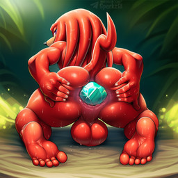 5_fingers 5_toes anal anal_penetration anthro anus backsack balls barefoot big_balls big_butt biped bodily_fluids butt chaos_emerald excessive_sweat feet fingers fur gem genitals humanoid_feet kneeling large_penetration looking_at_viewer looking_back male male_anthro nude object_in_ass penetration perineum plantigrade presenting presenting_hindquarters purple_eyes rear_view red_balls red_body soles solo spread_butt spreading sweat sweaty_balls sweaty_body sweaty_butt sweaty_feet sweaty_genitalia tail telegram telegram_logo text toes sergalbutt sega sonic_the_hedgehog_(series) knuckles_the_echidna echidna mammal monotreme 1:1 director_name signature url