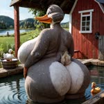 anthro big_breasts big_butt breasts butt female huge_breasts huge_butt hyper hyper_butt mother_duck_(tom_and_jerry) overweight solo jfurryart605 anatid anseriform avian bird duck animated webm