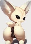 animal_genitalia animal_nose animal_pussy anthro anus black_eyes butt equine_genitalia equine_pussy female fox_tail genitals kneeling looking_back mouth_closed presenting pussy simple_background smile solo damnblackfox fenneko_(aggretsuko) canid canine fennec fox mammal hi_res