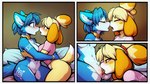 absurd_res anthro bed blonde_hair blue_body blue_eyes blue_fur blue_hair blush bottomless breasts canid canine canis choker clothed clothing cunnilingus domestic_dog duo embrace eyes_closed female female/female fox fur furniture genitals hair hi_res isabelle_(animal_crossing) jewelry krystal looking_at_another looking_at_partner mammal markings necklace nose_to_nose nude on_bed oral pussy sequence sex shih_tzu shirt t-shirt topwear toy_dog tribal tribal_markings under_boob vaginal vince_ai yellow_body yellow_eyes yellow_fur