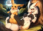 balls big_balls big_penis cock_transformation dialogue duo feral foot_fetish foot_play genitals knot male penis text transformation thedavid eevee generation_1_pokemon generation_3_pokemon mightyena pokemon_(species) english_text hi_res