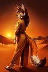 anthro canid canine clothed clothing female fox fur hair hi_res mammal nenvul orange_body orange_fur smile solo white_body white_fur