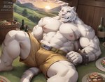 anthro bladewolf74 felid fur hi_res looking_at_viewer male mammal mercenary_(grimoire_of_zero) nipples pantherine smile solo stripes tiger white_body white_fur