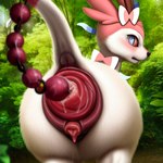 anal_beads anal_prolapse anatomically_correct anatomically_correct_anus anatomically_correct_genitalia anatomically_correct_pussy animal_focus animal_genitalia animal_pussy anus blush bodily_fluids canine_genitalia canine_pussy eeveelution female feral fur generation_6_pokemon genitals glistening glistening_genitalia looking_at_viewer mammal pokemon_(species) prolapse pussy rear_view sex_toy solo sylveon tears