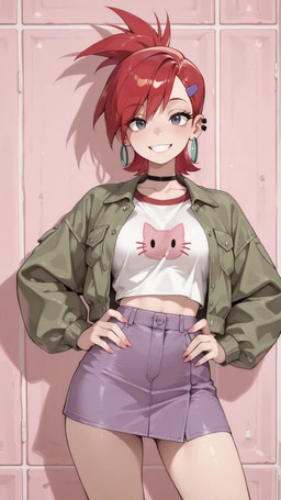 alternate_species anthro big_breasts biped blue_eyes blush blush_lines bodily_fluids bottomwear breast_grab breast_growth breasts brown_body brown_fur cheek_tuft chest_tuft cleavage clothed clothed_anthro clothed_female clothing crop_top denim dipstick_ears ear_markings eyebrows eyelashes facial_markings facial_tuft female female_anthro fingers front_view fully_clothed fur furrification grabbing green_clothing green_jacket green_topwear grey_body grey_eyes growth hair hand_on_breast hand_on_own_breast head_markings holding_breast inner_ear_fluff jacket looking_down markings midriff multicolored_body multicolored_ears navel pink_nose ponytail purple_bottomwear purple_clothing red_hair shirt shorts skirt solo spots spotted_body spotted_fur standing surprise sweat sweatdrop tan_body tan_fur tank_top topwear torn_clothing torn_topwear transformation translucent translucent_hair tuft wall_(structure) white_body white_breasts white_clothing white_fur white_shirt white_topwear gridanon cartoon_network foster's_home_for_imaginary_friends frankie_foster felid feline lynx mammal animated digital_media_(artwork) hi_res portrait short_playtime three-quarter_portrait wan2.2 webm