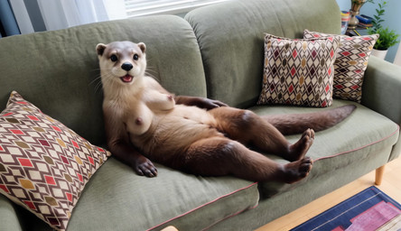 anthro breasts brown_body brown_eyes brown_fur female fur furniture genitals happy nipples nude nude_female on_sofa otter_tail pillow pussy realistic realistic_fur realistic_lighting sitting sitting_on_sofa sofa solo spread_legs spreading zabern lutrine mammal mustelid absurd_res animated hi_res huge_filesize webm