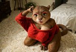 anthro baggy_clothing bottomless clothed clothing detailed_background female female_anthro large_breasts looking_at_viewer makeup photo photorealism photorealistic realistic solo sweater sweater_only topwear topwear_only doggyboy20 mrs._otterton_(zootopia) lutrine mammal mustelid