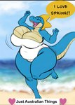 <3 action_pose anthro beach big_breasts blue_body blue_sky blurred_background bouncing_breasts breasts close-up clothed clothing day dialogue excited eyes_closed female happy huge_breasts huge_hips jumping mature_anthro mature_female midair motion_lines multicolored_body natural_breasts navel open_mouth outside overweight overweight_anthro overweight_female pose presenting sagging_breasts scales sea seaside simple sky slightly_chubby slightly_chubby_female smile solo speech_bubble swimwear teal_body text tongue water white_body white_scales yerticus reptile scalie snake colored colored_sketch colorful digital_drawing_(artwork) digital_media_(artwork) english_text flat_colors hi_res meme signature sketch