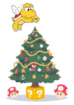 anthro christmas christmas_tree claws male plant simple_background solo tree wings anonymous_director nintendo super_mario_bros koopa scalie hi_res