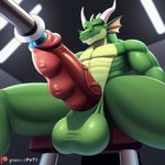 anthro balls dragon genitals hexdragon horn humanoid_genitalia humanoid_penis male penetration penis solo stretched_urethra urethral urethral_bulge urethral_penetration