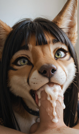 anthro bodily_fluids cum cum_in_mouth cum_inside duo eye_contact faceless_character faceless_male fellatio female genital_fluids genitals looking_at_another male male/female oral penile sex teeth impressively_averag3 director canid canine canis jackal mammal hi_res