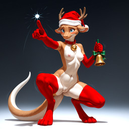 5_fingers anthro antlers areola armwear artois_posting_service bell bell_collar blue_eyes blush breasts christmas christmas_clothing christmas_headwear clothing collar comfyui_(software) countershading crouching digitigrade elbow_gloves feet female fingers flatpiecexlvae_baseona1579_(vae) fur furationxl_(model) genitals gesture gloves hand_gesture handwear hat headgear headwear holding_object holidays horn inner_ear_fluff innie_pussy jingle_bell legwear mostly_nude mythology nai-diffusion-4-5-full_(model) navel nipples plant pointing ponystandardvae_v10_(vae) pussy realesrgan_x4plus_(upscaler) red_clothing santa_hat sdxl_vae_fp16_(vae) simple_background small_breasts smile solo spread_legs spreading stockings tail thigh_highs toes tuft white_body white_fur crashbandit dragon furred_dragon mammal mythological_creature mythological_scalie scalie digital_media_(artwork) prompt_metainfo shaded