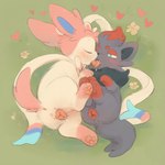 3_toes <3 animal_genitalia animal_pussy anus blush blush_lines canine_genitalia canine_pussy cuddling cute_fangs detailed_background duo eyes_closed feet female female/female feral flower fluffy french_kissing fur genitals grass half-closed_eyes kissing lying narrowed_eyes on_side outside pawpads paws plant pussy rear_view ribbons_(anatomy) spike_chunsoft toes tongue vaginal_fluids minco nintendo pokemon pokemon_mystery_dungeon eeveelution generation_5_pokemon generation_6_pokemon pokemon_(species) sylveon zorua