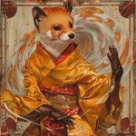 anthro asian_clothing clothing east_asian_clothing female japanese_clothing kimono magic martial_arts solo wind bahufaru ichika_(bahafaru) mammal mustela mustelid musteline true_musteline