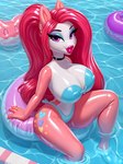 absurd_res anthro big_breasts bikini breasts clothing curvy_figure equid equine female hi_res horse huge_breasts inflatable leonoser living_sex_toy mammal pony pool pool_toy solo solo_focus sunny swimwear voluptuous wet wet_clothing