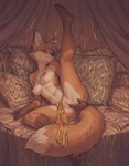 anthro bite biting_lip breasts clothed clothing cloud female fingering genitals leg_in_air loin_cloth masturbation pussy skimpy solo spread_legs spreading vaginal vaginal_fingering lilac_clouds canid canine fox mammal hi_res