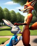 anthro bodily_fluids drinking drinking_urine duo female genital_fluids male male/female peeing penis_in_mouth public urine urine_in_mouth watersports zootopia rinic_(director) judy_hopps nick_wilde canid canine fox lagomorph leporid mammal rabbit