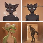 anthro black_body black_fur domestic_cat duo felid feline felis femboy fur green_body green_scales hi_res humanoid jack_the_kobold kobold male male/male mammal nonimousmate public public_nudity sauna scales shocked steam tom_the_cat