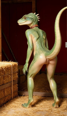 3_toes 5_fingers animal_genitalia anthro back_boob barn breasts claws cloaca collar collar_only crouching crouching_female digitigrade feet female fingers genitals green_body green_scales hay hay_bale inside leather_collar looking_at_viewer looking_away looking_back looking_down nude nude_female particles realistic realistic_lighting scales sharp_teeth slave soles solo tail teeth toes wall_(structure) wood_wall yellow_eyes zabern the_elder_scrolls argonian lizard reptile scalie absurd_res animated hi_res huge_filesize webm