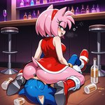 alcohol anthro bar beverage blush clothed clothing cunnilingus drunk duo facesitting female gloves green_eyes hair handwear inside male male/female on_ground oral pink_body pink_hair sex smile substance_intoxication vaginal girka sonic_the_hedgehog_(series) amy_rose sonic_the_hedgehog eulipotyphlan hedgehog mammal hi_res