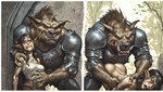 ambiguous_penetration anthro armor before_and_after duo female forced from_behind_position front_view humanoid_face instant_loss_2koma male penetration rape sex hyperion elf gnoll humanoid hyaenid mammal hi_res