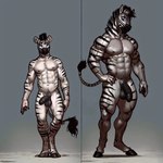 abs anonymous_director anthro balls black_balls black_penis equid equine foreskin genitals growth hooves male mammal muscular muscular_male nude pecs penis simple_background solo vein veiny_penis zebra