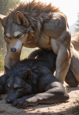 ambiguous_gender ambiguous_on_anthro ambiguous_penetrated ambiguous_penetration anal anal_penetration anthro anthro_on_anthro anthro_penetrated anthro_penetrating anthro_penetrating_anthro athletic athletic_anthro athletic_male biceps black_nose blue_eyes cheek_tuft claws dark_body dark_fur dark_skin detailed_background digitigrade doggystyle duo facial_tuft fluffy fluffy_fur fluffy_tail from_behind_position fur grey_body grey_fur inner_ear_fluff kneeling kneeling_on_ground kneeling_position light lying lying_on_ground male male/ambiguous male/male male_penetrated male_penetrating male_penetrating_ambiguous male_penetrating_male mane mating muscular nature nature_background neck_tuft nude on_front outside outside_sex penetration penile penile_penetration realistic realistic_fur realistic_lighting sex side_view sunlight tuft wolf_ears wolf_tail gray_wlf canid canine canis mammal wolf hi_res