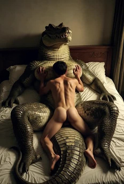 4_fingers 5_fingers 5_toes anthro anthro_penetrated bed bedroom black_hair breast_grab breasts duo faceless_character faceless_male feet female fingers from_front_position furniture hair hand_on_breast human_on_anthro human_penetrating human_penetrating_anthro interspecies larger_anthro larger_female lying lying_on_back lying_on_bed male male/female missionary_position nude on_back on_bed penetration penile penile_penetration penis_in_pussy sex size_difference smaller_human smaller_male toes vaginal vaginal_penetration unknown_director crocodilian human mammal reptile scalie animated short_playtime webm