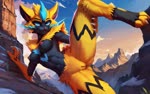 anthro breasts cloud female genitals leg_up mountains outdoors peach_pussy presenting presenting_pussy pussy raised_leg sky solo stretching murble felid generation_7_pokemon legendary_pokemon mammal pokemon_(species) zeraora animated hi_res webm