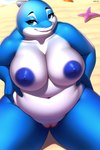 anthro beach bedroom_eyes big_breasts blue_body blue_eyes breasts chubby_anthro chubby_female female genitals hands_on_hips looking_at_viewer narrowed_eyes nipples nude outside overweight overweight_anthro overweight_female pussy sand seaside seductive slightly_chubby solo chikais cetacean mammal marine absurd_res colored digital_media_(artwork) hi_res novelai watermark