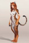 anthro digitigrade female hair half_human_half_tiger nude orange_hair smile solo standing stripes tasteful_nudity director_crashbandit animal_humanoid cat_humanoid felid felid_humanoid feline feline_humanoid humanoid mammal mammal_humanoid pantherine tiger hi_res novelai