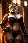 anthro big_breasts bra breasts cleavage clothed clothing curvy_figure felid feline female lingerie lion mammal mature_female overweight pantherine panties solo steampunk thesouthkorean23 thick_thighs underwear wide_hips