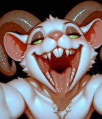 anthro black_background black_eyelashes bodily_fluids curled_horn fur glistening glistening_body green_eyes horn imminent_vore male mouth_shot open_mouth pink_inner_ear pink_nose rat_ears saliva saliva_string sharp_teeth simple_background smile solo teeth tongue tuft vore white_body white_ears white_fur arah stablexaivore grey_seer mammal murid murine rat rodent skaven animated bust_portrait hi_res portrait webm