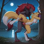 anthro arms_tied bodily_fluids bound breasts dominant dominant_male dripping duo female genital_fluids genitals lake lakeside male male/female moon mountains penetration penis plant precum precum_drip pussy questionable_consent star tree vaginal vaginal_penetration awrai digimon nintendo pokemon digimon_(species) generation_5_pokemon pokemon_(species) renamon zoroark 1:1 absurd_res hi_res