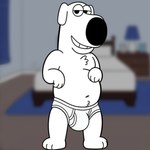 anthro bedroom brian_griffin briefs bulge clothing collinscorner easyfluffv11.2_(model) family_guy hi_res inside male solo tighty_whities underwear white_briefs white_clothing white_underwear