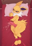 animal_genitalia anthro balls bdsm bondage bound fur genitals looking_at_viewer male penis restraints solo yellow_body yellow_fur twinkaton nintendo pokemon eeveelution generation_1_pokemon jolteon pokemon_(species) hi_res