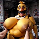 anthro big_breasts breast_grab breasts female five_nights_at_freddy's hand_on_breast huge_breasts nipples overweight solo jfurryart605 chica_(fnaf) avian bird animated webm