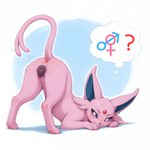 animal_genitalia animal_pussy anus ass_up blush butt canine_genitalia canine_pussy female feral genitals looking_at_viewer presenting presenting_hindquarters pussy raised_tail seductive simple_background smile solo thought_bubble verbotenvertex nintendo pokemon eeveelution espeon generation_2_pokemon pokemon_(species) absurd_res hi_res