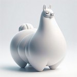 ambiguous_gender bing_image_creator dall-e_3 eyelashes feral fluffy fluffy_tail obese overweight overweight_feral sculpture simple_background smooth_skin solo statue white_background white_body anonymous_director camelid mammal