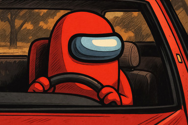 astronaut_suit biped car clothed clothed_male clothing detailed_background front_view light looking_aside male nature nature_background not_furry outside plant pose red_clothing solo text tree vehicle zenithwolf among_us meme_2026 crewmate_(among_us) humanoid digital_drawing_(artwork) digital_media_(artwork) half-length_portrait hatching_(art) hi_res lighting meme portrait shaded traditional_media_(artwork)