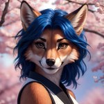 anthro cherry_blossom cherry_blossom_tree cherry_tree female fruit_tree looking_at_viewer plant solo tree rebelrenbase carmelita_fox canid canine fox humanoid mammal