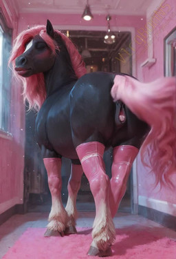 animal_genitalia animal_pussy anus big_butt blush butt equine_anus equine_pussy female feral genitals hair lips narrowed_eyes pink_hair pussy rear_view solo thick_lips walking vlrgromns equid equine horse mammal animated short_playtime webm