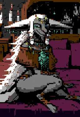 bed blue_eyes candle clothed clothing ear_piercing feet female fur furniture grey_body grey_fur hair jewelry long_ears long_hair looking_at_viewer male necklace on_bed piercing pixelated sitting sitting_on_bed smile solo thick_thighs white_hair palekemono_(director) rauru mammal zonai digital_media_(artwork) hi_res pixel_(artwork)
