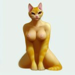 anthro domestic_cat felid feline felis female front_view mammal nipples seductive shaded_area solo