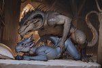 anthro bodily_fluids cum female genital_fluids genitals male male/female penis raised_tail sex_from_behind size_difference hyperion kobold lizardman reptile scalie