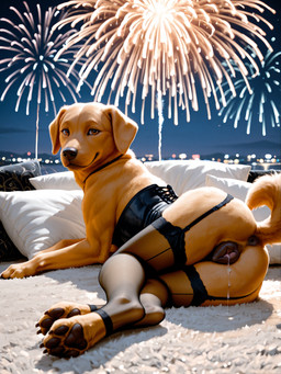 4th_of_july anatomically_correct anatomically_correct_genitalia anatomically_correct_pussy anus bodily_fluids clothing corset dripping female feral fireworks garter_straps genital_fluids genitals legwear lingerie looking_at_viewer night precum precum_drip pussy solo solo_focus topwear translucent translucent_clothing translucent_legwear goldendog bird_dog canid canine canis domestic_dog hunting_dog labrador mammal retriever hi_res