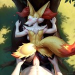 <3 anthro anus blush braixen breasts doggystyle duo eyes_closed female first_person_view from_behind_position generation_6_pokemon genitals hand_on_butt hand_on_tree human human_on_anthro human_penetrating interspecies male male/female male_pov mammal open_mouth park penetration penile penile_penetration penis_in_pussy plant pokemon_(species) pussy sex stufferman tail_aside tongue tree vaginal vaginal_penetration